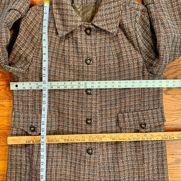 Vintage Harris Tweed 100% Scottish Wool Long Trench Coat Size XL - Picture 8 of 10